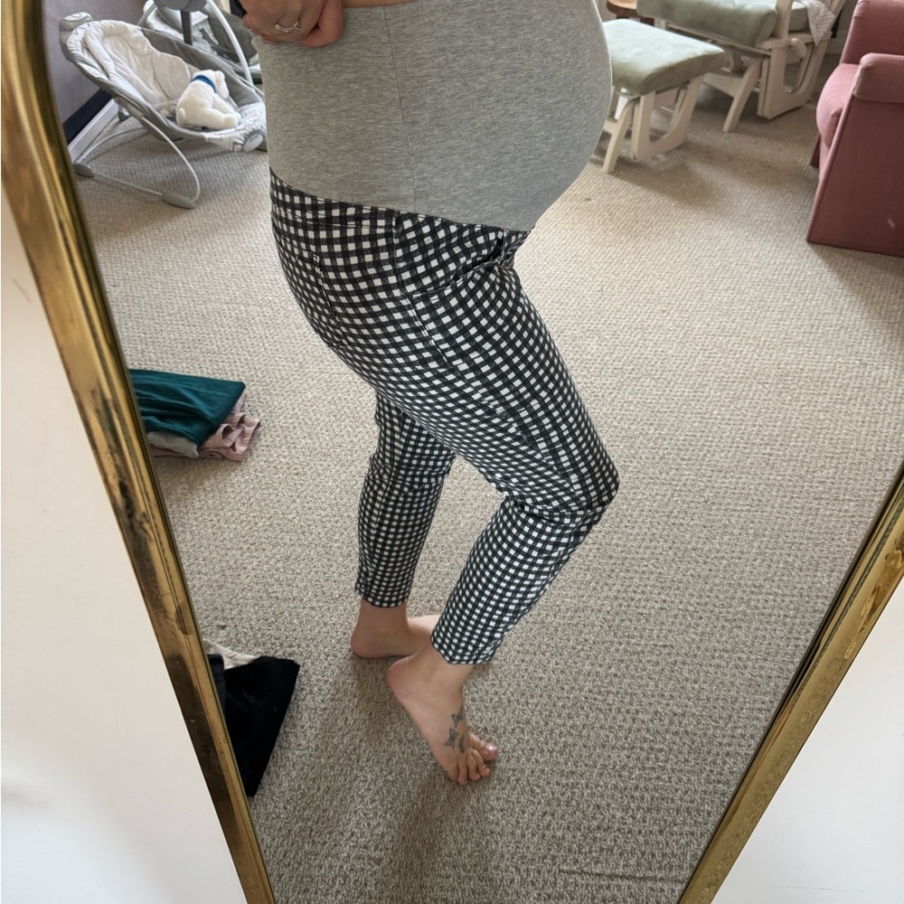 Black and White Checkered maternity Leggings